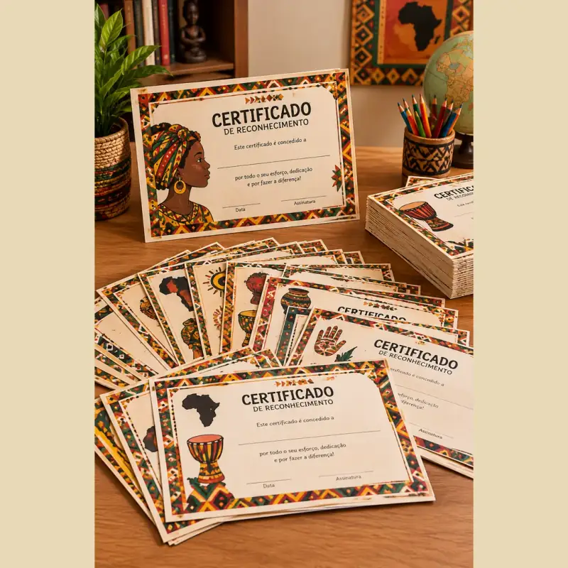 Kit 30 Certificados Ornamentais Afro-Brasileiros
