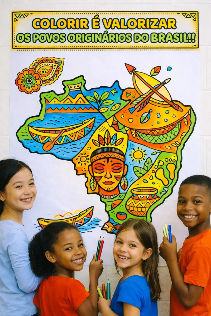 Painel Colorir é Valorizar os Povos Indígenas do Brasil